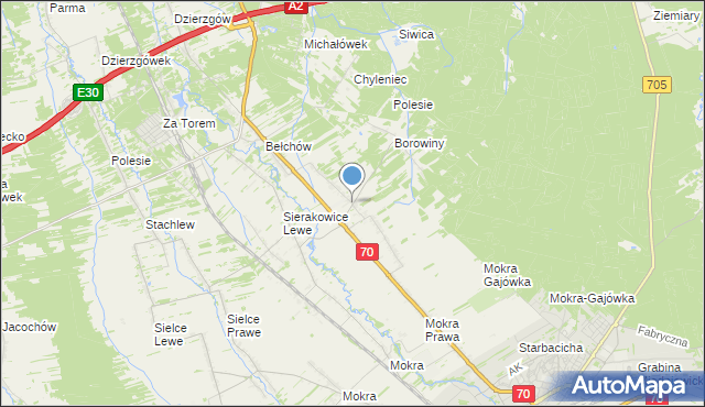 mapa Sierakowice Prawe, Sierakowice Prawe na mapie Targeo